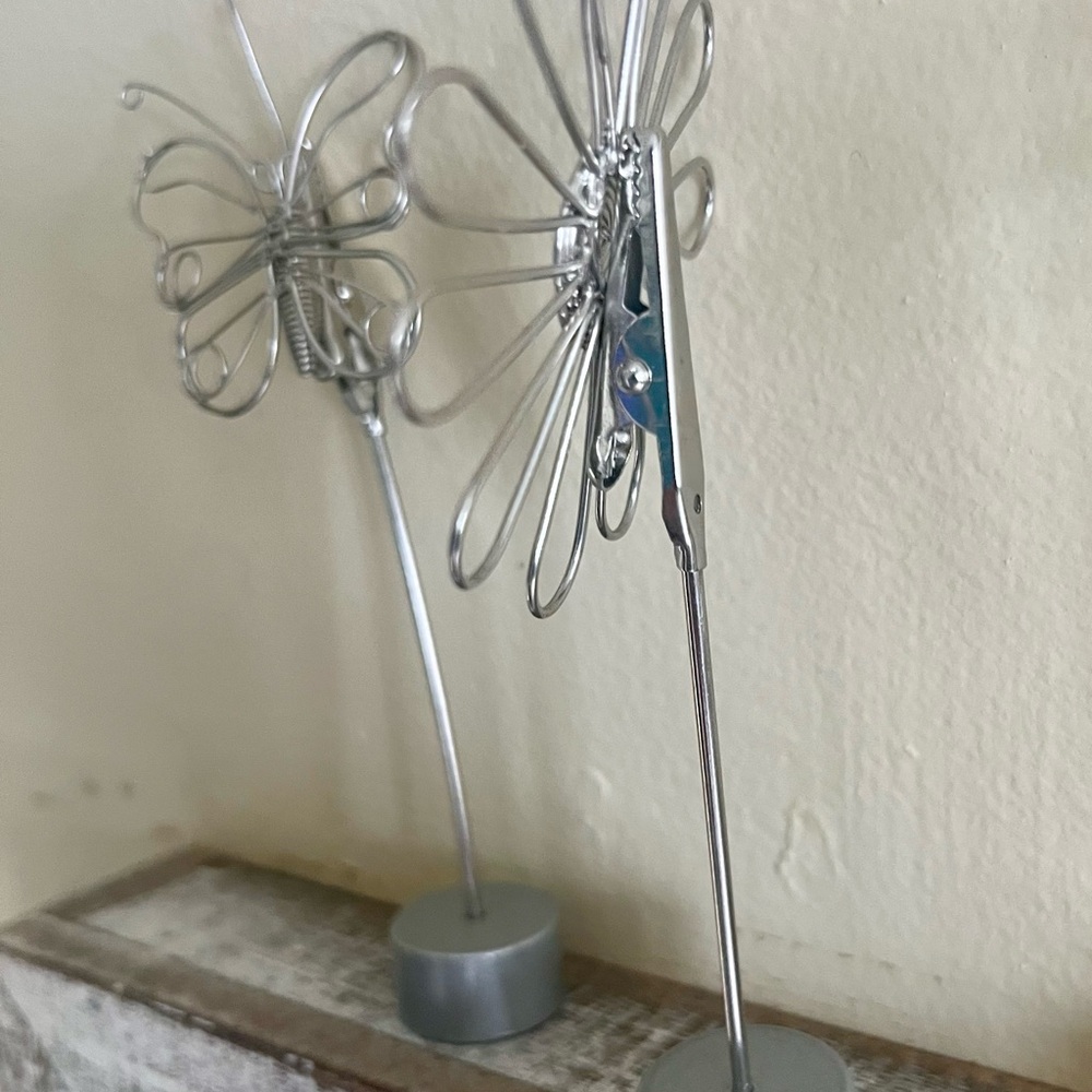 Silver Wire Butterfly and Flower Photo Holder Set - Picture 6 of 8